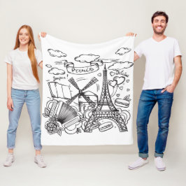 Manta Polar Moderna y elegante Torre Eiffel París Blanco
