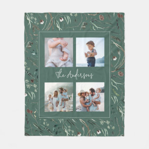 Manta Polar Moderna y verde acuarela botánica 4 foto