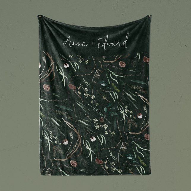 Manta Polar Moderna y verde acuarela de estilo rústico botánic (Subido por el creador)