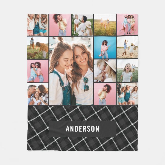 Manta Polar Modernidad botánica negra mínima pampas 15 foto (Anverso)