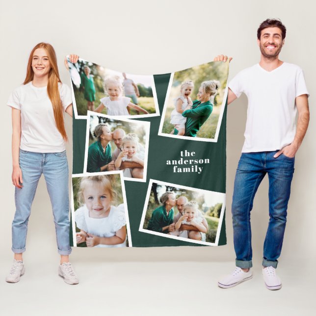 Manta Polar Modernidad verde multifotografía decoración famili (In situ)