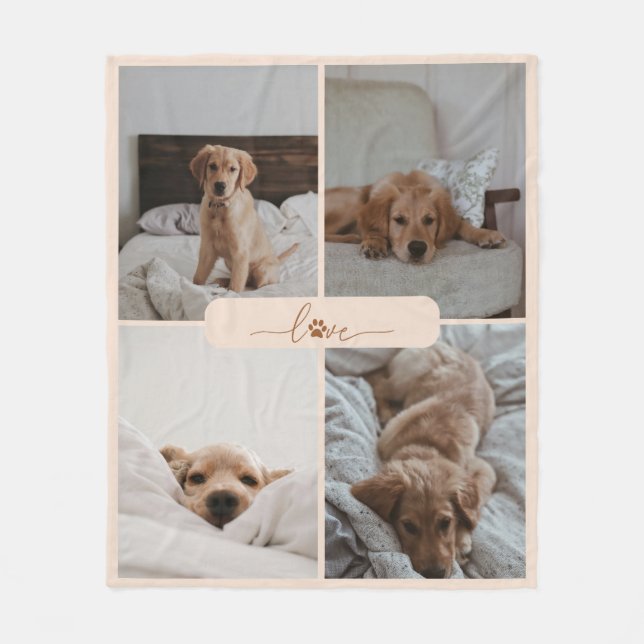 Manta Polar Moderno 4 Collage de fotos Mascota Amor (Anverso)