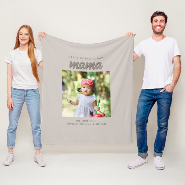 Manta Polar Moderno Beige-Mama Kids foto Día de la Madre (In situ)