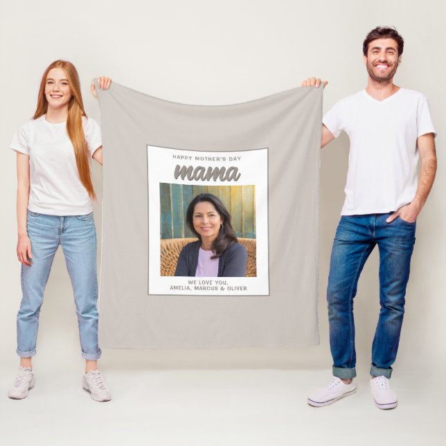 Manta Polar Moderno Beige-Mama Kids foto Día de la Madre (In situ)
