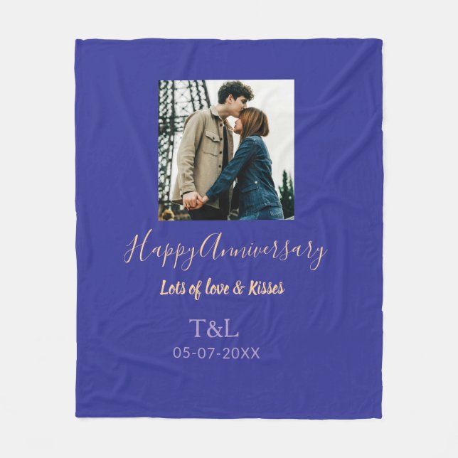 Manta Polar Moderno boho feliz aniversario añadir nombre naran (Anverso)