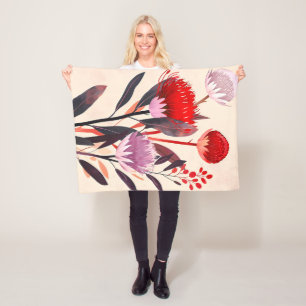 Manta Polar Moderno boho floral botánico minimalista
