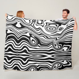 Manta Polar Moderno Boho Tiras de patrón negro y blanco animal