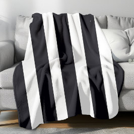 Manta Polar Moderno Chic Rayas Negras y Blancas Clásico Fresco