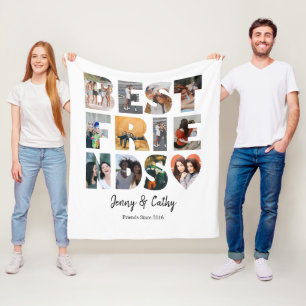 Manta Polar Moderno Collage de fotos Best Friends Heart Bestie