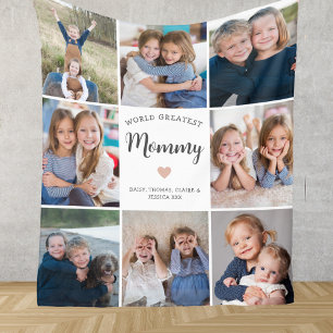Manta Polar Moderno Collage de fotos personalizado 8 para mamá