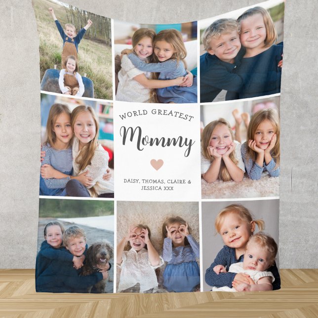 Manta Polar Moderno Collage de fotos personalizado 8 para mamá (Subido por el creador)