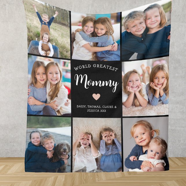 Manta Polar Moderno Collage de fotos personalizado 8 para mamá (Subido por el creador)
