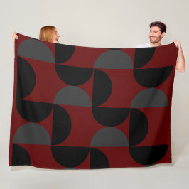 Manta Polar Moderno de mediados de siglo Rojo Negro y Gris