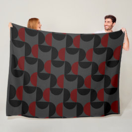 Manta Polar Moderno de mediados de siglo rojo negro y gris    