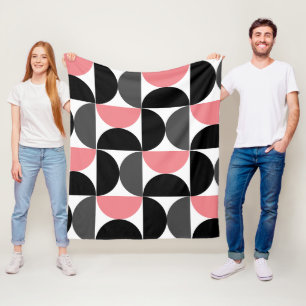 Manta Polar Moderno de mediados de siglo Rosa Negro y Blanco 