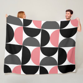 Manta Polar Moderno de mediados de siglo Rosa Negro y Blanco 