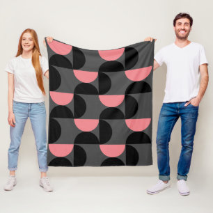 Manta Polar Moderno de mediados de siglo rosa negro y gris