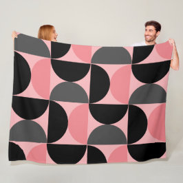 Manta Polar Moderno de mediados de siglo Rosa negro y gris    