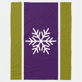 Manta Polar Moderno Deep Purple Olive Stripes White Snowflake