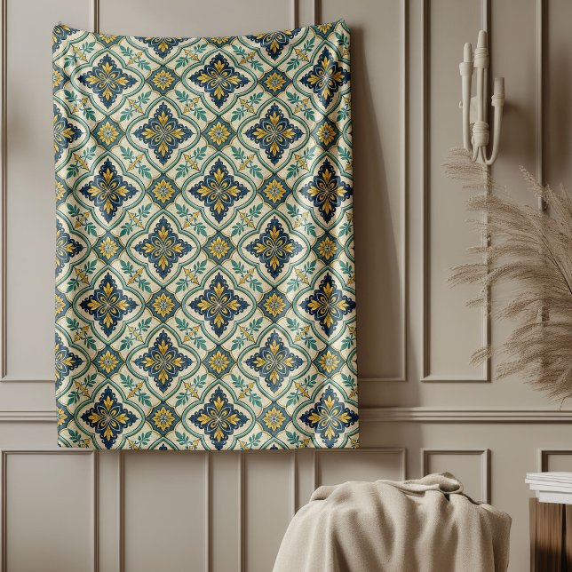 Manta Polar Moderno diseño de estilo mediterráneo en mosaico (Modern Coastal Mediterranean Tile-Inspired Design Fleece Blanket)