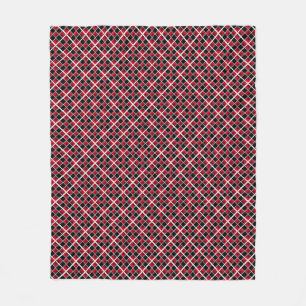 Manta Polar Moderno elegante cuadros negros rojos plateados
