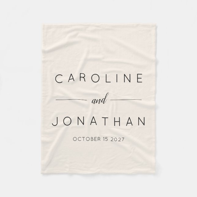 Manta Polar Moderno guión Minimalista Marfil - Matrimonio pers (Anverso)