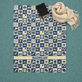 Manta Polar Moderno modelo de Iconos de color azul bajo contro