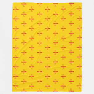 Manta Polar Moderno Monograma de 2 letras repetido Amarillo