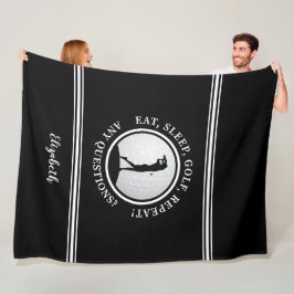 Manta Polar Moderno Monograma Deporte Golfer Nombre Golf Negro