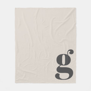 Manta Polar Moderno Monograma Negrita Crema Inicial Beige Míni