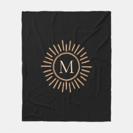 Manta Polar Moderno Monograma simple y colorido dorado negro