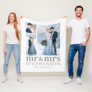 Manta Polar Moderno MR y SRA. 3 Foto Boda Keepsake Fleece