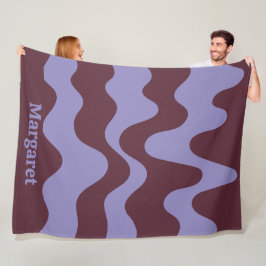 Manta Polar Moderno nombre personalizado morado y marrón elega