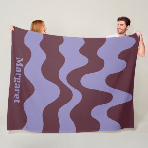 Manta Polar Moderno nombre personalizado morado y marrón elega