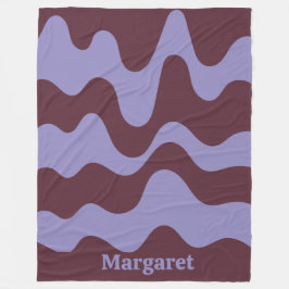 Manta Polar Moderno nombre personalizado morado y marrón elega