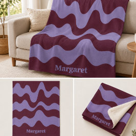 Manta Polar Moderno nombre personalizado morado y marrón elega