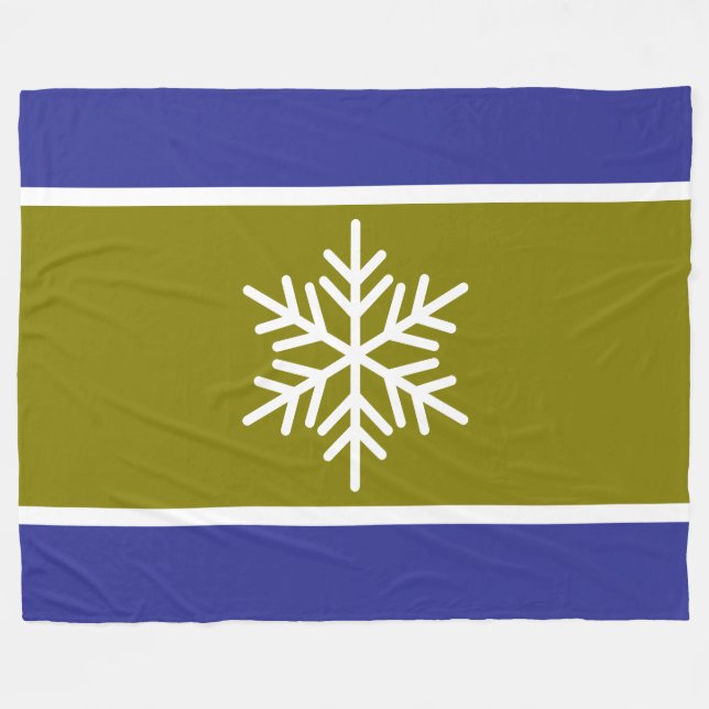 Manta Polar Moderno Olive Deep Blue Stripes White Snowflake (Frente (Horizontal))