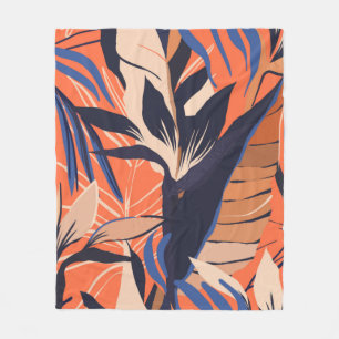 Manta Polar Moderno patrón de ilustracion de plantas de selva