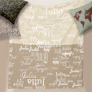 Manta Polar moderno patrón de nombres en beige y taupe