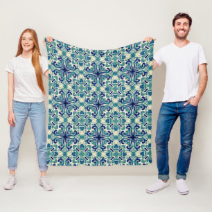 Manta Polar Moderno Patrón Ornato Verde azulado y Azul