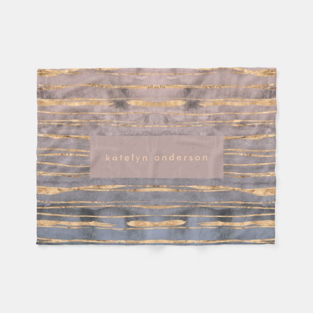 Manta Polar Moderno Relieve metalizado dorado de mármol Gemsto (Frente (Horizontal))