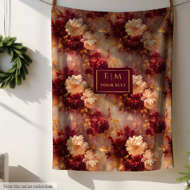 Manta Polar Moderno Rubor Burgundy Gold Personalizado Estilo B