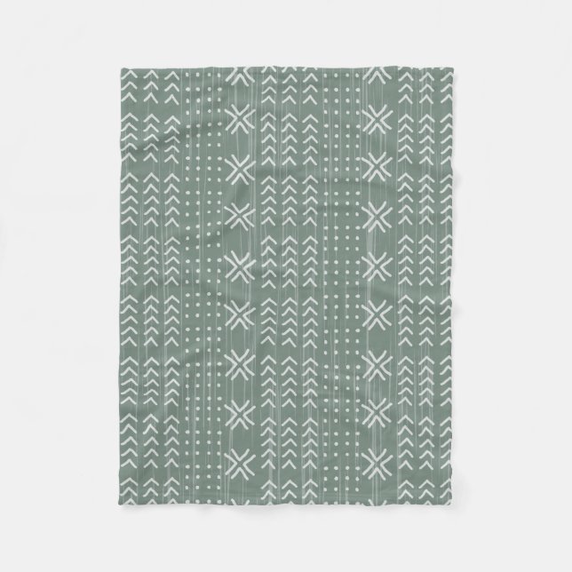Manta Polar Moderno Sage Green barro paño African Pattern (Anverso)