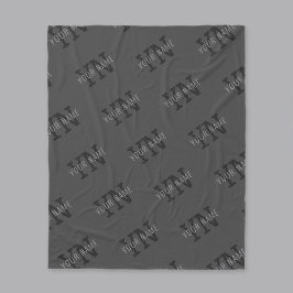 Manta Polar Moderno Tiled Dark Gray Monogramed Name/other Text