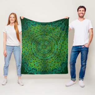 Manta Polar Moderno y elegante Mandala Boho Verde oscuro