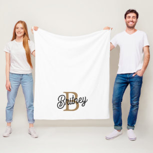 Manta Polar Moderno y elegante nombre de monograma Black Gold