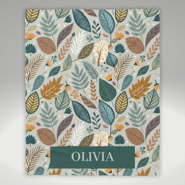 Manta Polar Moderno y elegante patrón de hojas botánicas (Subido por el creador)