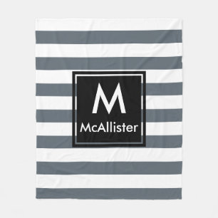 Manta Polar Moderno y grueso estampado blanco Black Square Mon