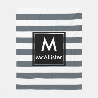 Manta Polar Moderno y grueso estampado blanco Black Square Mon