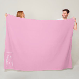 Manta Polar Mograma Personalizado Fecha Rosa Claro